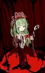  amii bad_id bad_pixiv_id bow front_ponytail green_hair hair_bow kagiyama_hina puffy_sleeves short_sleeves smile solo touhou 