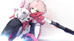  ahoge blue_eyes busou_shinki doll_joints estoril ground_vehicle highres momo_(higanbana_and_girl) motor_vehicle pink_hair short_hair solo sword wallpaper weapon 