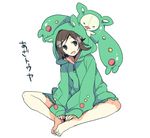  animal_costume bad_id bad_pixiv_id barefoot black_hair butterfly_sitting gen_5_pokemon hands_on_feet hood hoodie jacket kyouhei_(pokemon) male_focus pokemon pokemon_(creature) pokemon_(game) pokemon_bw2 reuniclus sable_(sutec) short_hair smile 