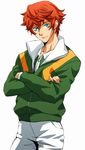  blue_eyes crossed_arms male_focus orange_hair sengoku_kiyosumi smile solo tennis_no_ouji-sama yamada_3 