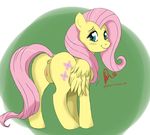  anus butt equine female feral fluttershy_(mlp) friendship_is_magic green_eyes hooves looking_at_viewer looking_back mammal my_little_pony nude pegasus presenting presenting_hindquarters primo primoart pussy solo standing teats wings 