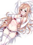  animal_ears asuna_(sword_art_online) bra matsuryuu pantsu sword_art_online tail thighhighs 