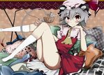  animal_ears blush cosplay flandre_scarlet flandre_scarlet_(cosplay) grey_hair hair_ornament hat makael mouse_ears mouse_tail nazrin red_eyes short_hair smile solo tail touhou 