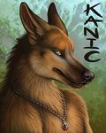  anthro canine green_eyes kanic mammal mle necklace portrait rukis smile solo wolf 