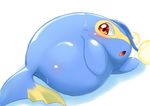  big_belly blush fish lanturn looking_at_viewer lying marine nintendo on_side open_mouth plain_background pok&#233;mon pok&eacute;mon red_eyes solo sweat ukanmuriman video_games white_background 