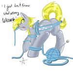  arnachy blonde_hair butt derpy_hooves_(mlp) equine female feral friendship_is_magic hair mammal my_little_pony nude pegasus solo wings yarn yellow_eyes 