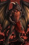  abstract_background anthro biceps black_dragon claws dragon duke duke_(bad_dragon) horn loincloth male muscles pecs rukis scales scalie solo topless wings yellow_eyes 