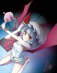  :t barefoot bat_wings bloomers blue_hair camisole hand_mirror hat hat_ribbon highres kabayaki_unagi looking_at_viewer mirror red_eyes remilia_scarlet ribbon sitting solo stuffed_animal stuffed_toy teddy_bear touhou underwear underwear_only wariza white_bloomers wings 