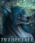  anthro blue blue_background blue_eyes blue_fur blue_hair canine fur hair male mammal piercing plain_background rukis solo tongue tongue_out ty_furischer wolf 