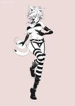  1girl animal_ears boots breasts cat_ears elbow_gloves fairy_tail gloves large_breasts milliana millianna solo striped striped_legwear underboob vasily_(run211) 
