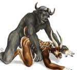  anal anal_penetration black blotch bongo bovine buffalo doggy_position eyes_closed from_behind gay hooves horn male penetration water_buffalo 