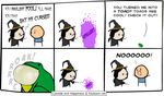 bald black_hair comic croaking curse cyanide_and_happiness dialog english_text female frog hair hat human kris_wilson magic_user male mammal plain_background spell text toad transformation vocal_sack wand white_background witch 