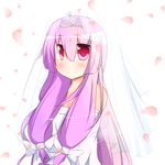  dress hairband heart long_hair patchouli_knowledge pink_eyes purple_hair smile solo touhou veil warabi_mochi_(ehimedaisuki) wedding_dress 