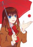  aozaki_aoko brown_hair hair_intakes kimura_megumi long_hair mahou_tsukai_no_yoru red_hair school_uniform smile solo umbrella 