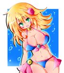  alternate_costume big_breasts bikini blonde_hair breasts cleavage dark_magician_girl duel_monster green_eyes hair_ornament swimsuit utubo25 yu-gi-oh! yuu-gi-ou_duel_monsters 