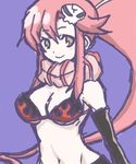  bikini_top breasts gin6 gloves hair_ornament large_breasts long_hair midriff mismatched_gloves navel ponytail red_hair scarf skull_hair_ornament smile solo tengen_toppa_gurren_lagann underboob very_long_hair yellow_eyes yoko_littner 