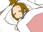  blush_stickers brown_hair hizaki_ryuuta k-on! pillow short_hair sleeping smile tainaka_ritsu under_covers 