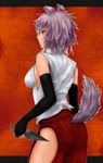  alternate_weapon animal_ears bare_shoulders breasts bridal_gauntlets highres inubashiri_momiji kunai large_breasts nikonikosiro profile short_hair silver_hair solo tail tail_through_clothes touhou weapon wolf_ears wolf_tail 