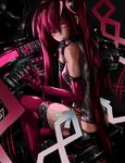  alternate_color bad_id bad_pixiv_id boots elbow_gloves gloves hatsune_miku highres long_hair looking_back pink_eyes pink_hair saihate_(d3) sitting solo thigh_boots thighhighs twintails very_long_hair vocaloid 