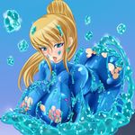  1girl ass blonde_hair blue_eyes blush breasts goo gucchi_(n3gt6apf) highres large_breasts metroid monster nipples pixiv_manga_sample resized samus_aran sex slime solo torn_clothes zero_suit 
