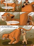  comic dialog dialogue disney english_text feline female feral fisting interspecies kiara lion male mammal meerkat penis pussy pussy_juice size_difference straight text the_lion_king timon tuke vaginal 