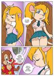  chip_&#039;n_dale_rescue_rangers comic dale dale_(cdrr) dialog dialogue disney english_text female gadget_hackwrench mammal mouse palcomix rodent school_uniform schoolgirl_uniform text upskirt 