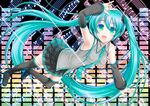  :d \m/ aqua_eyes aqua_hair arm_up armpits bad_id bad_pixiv_id bare_shoulders bass_clef beamed_eighth_notes beamed_sixteenth_notes black_legwear blush boots detached_sleeves dotted_quarter_note eighth_note half_note hatsune_miku long_hair musical_note natural_sign necktie open_mouth quarter_note sharp_sign shigemiya_kyouhei skirt smile solo thigh_boots thighhighs treble_clef twintails very_long_hair vocaloid whole_note 