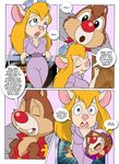  blue_eyes chip_&#039;n_dale_rescue_rangers chip_'n_dale_rescue_rangers clothing comic coveralls dale dale_(cdrr) dialog dialogue disney english_text eyewear female gadget_hackwrench goggles hair mammal mouse palcomix red_nose rodent text 