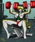  biceps big_breasts breasts camel_toe cheetah clothing comic exercise feline female fred_perry gina_diggers gold_digger gym mammal muscles muscular_female nipples solo sweat tongue tongue_out weights working_out workout 