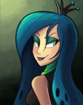  crown eyeshadow female friendship_is_magic green_eyes green_hair hair holes human humanized lipstick long_hair looking_back makeup mammal my_little_pony not_furry queen_chrysalis_(mlp) ric-m smile solo 