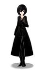  1girl black_hair blue_eyes boots cloak gloves highres kingdom_hearts kingdom_hearts_358/2_days kyouhei1919 short_hair simple_background solo xion_(kingdom_hearts) 