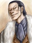  1boy brown_eyes cravat fur_trim male male_focus one_piece scar sir_crocodile solo 