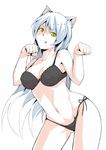  animal_ears bakemonogatari black_hanekawa bra cat_ears dafei hanekawa_tsubasa long_hair monogatari_(series) nekomonogatari panties paw_pose side-tie_panties solo underwear underwear_only white_hair yellow_eyes 