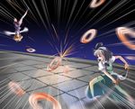  battle danmaku duel konpaku_youmu moriya's_iron_rings moriya_suwako motion_blur multiple_girls subaru_noji touhou 