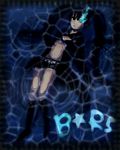  bad_anatomy bad_id bad_pixiv_id black_hair black_rock_shooter black_rock_shooter_(character) midriff navel solo 