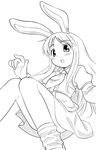  animal_ears bunny_ears greyscale monochrome reisen_udongein_inaba sakumo_(karatama) solo touhou 