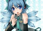  1girl blue_hair cirno cosplay hatsune_miku hatsune_miku_(cosplay) jyako parody solo touhou vocaloid 