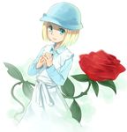  apron blonde_hair blue_eyes bob_cut child cloche_hat dress flower hat kurasuke pale_skin red_flower red_rose rose rule_of_rose short_hair solo wendy_(rule_of_rose) 