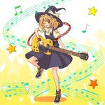  adapted_costume blonde_hair guitar instrument kannari kirisame_marisa no_socks one_eye_closed shoes sneakers solo touhou 