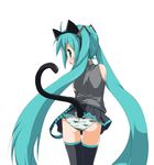  animal_ears aqua_hair ass back-print_panties cat_ears hatsune_miku kosumo long_hair panties print_panties solo spring_onion tail thighhighs twintails underwear very_long_hair vocaloid 