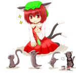  animal_ears bad_id bad_pixiv_id cat cat_ears cat_tail chen lowres ribbon solo tail tonari_no_sakana touhou 
