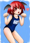  ao_bouzu bad_id bad_pixiv_id head_wings heart koakuma name_tag one-piece_swimsuit red_eyes red_hair school_swimsuit solo swimsuit touhou 