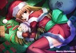  capelet christmas copyright_request gift long_hair puppet red_capelet ryoumoto_ken santa_costume solo thighhighs 