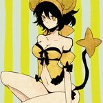  alternate_color animal_ears babydoll black_hair breasts cleavage gen_4_pokemon l_hakase large_breasts lowres original personification pokemon shinx solo tail yellow_eyes 