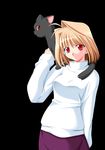  arcueid_brunestud blonde_hair cat len len_(cat) purple_skirt r-gray red_eyes skirt sweater tsukihime 