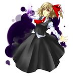  blonde_hair darkness hair_ribbon necktie outstretched_arms r_shinonome red_eyes red_neckwear ribbon rumia short_hair solo spread_arms touhou 