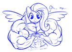  abs anthro anthrofied biceps bodybuilder breasts clothed clothing dialog dialogue doctorplaid equine female flat_chested fluttershy_(mlp) friendship_is_magic hair inks mammal mane monochrome muscles muscular_female my_little_pony pegasus plain_background sketch skimpy solo text white_background wings 