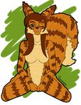 2012 ailus alpha_channel anthro beige_countershading biting_lip breasts brown_eyes brown_fur brown_hair canine countershade_tail female filecreation fox fur green_background hair lip_bite long_hair looking_at_viewer mammal maple_fox naturally_censored nude one_eye_closed open_mouth pinup plain_background pose ringed_tail signature sitting solo stripes thick_tail transparent_background wariza 