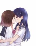  aki-fuyu bad_id bad_pixiv_id blush brown_hair closed_eyes long_hair multiple_girls onjouji_toki saki saki_achiga-hen school_uniform senriyama_school_uniform serafuku shimizudani_ryuuka short_hair short_sleeves yuri 