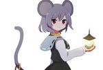  60mai animal_ears bad_id bad_pixiv_id bishamonten's_pagoda grey_hair long_sleeves mouse_ears mouse_tail nazrin red_eyes short_hair smile solo tail touhou white_background 